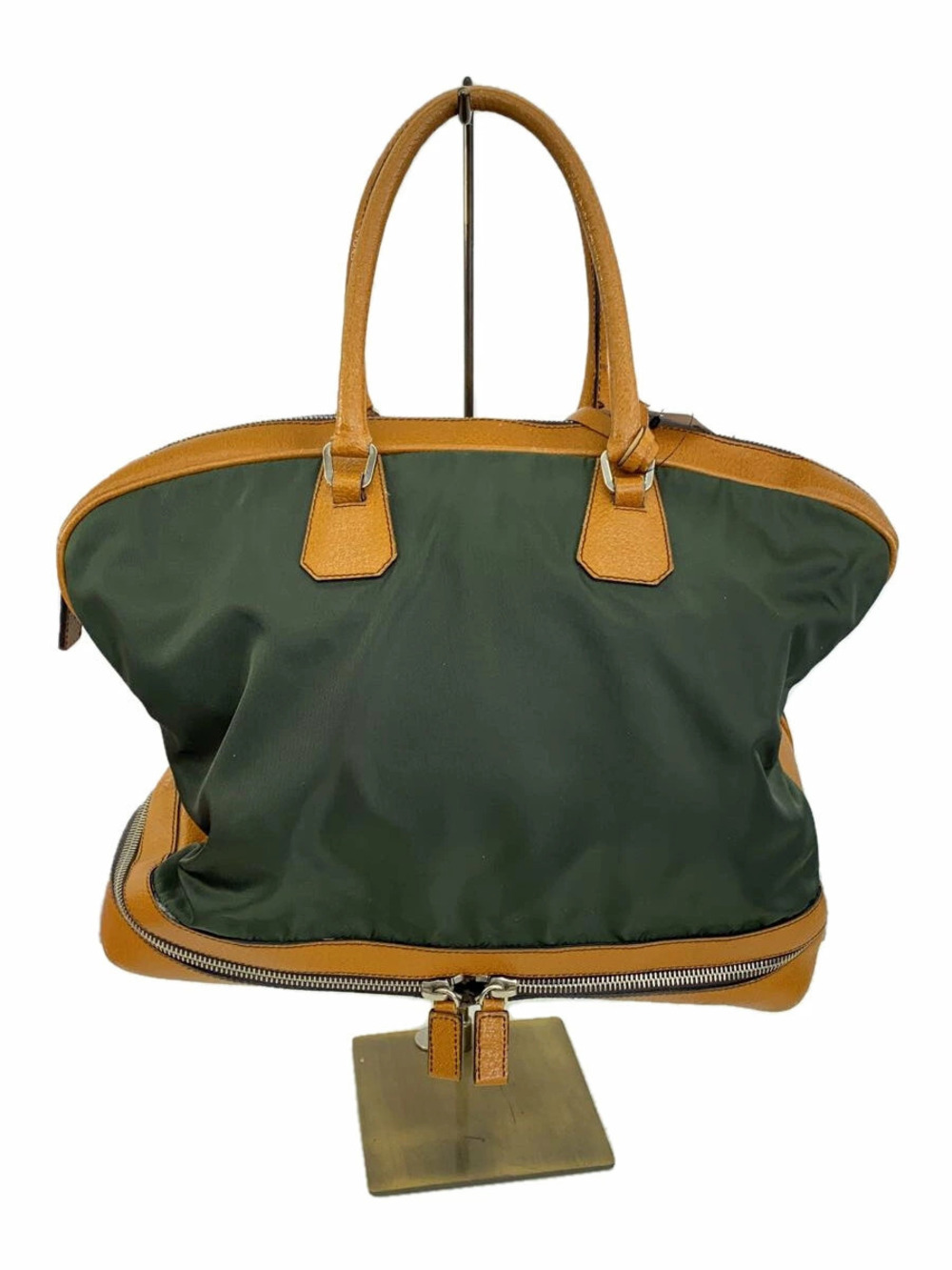 Prada Handbag Tan Leather edges Green